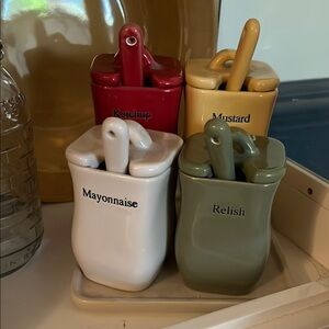 Ceramic Condiment Jar Set with Spoons